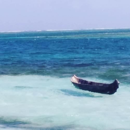 a boat sitting in the water in the ocean at Play to Live San Blas in El Porvenir