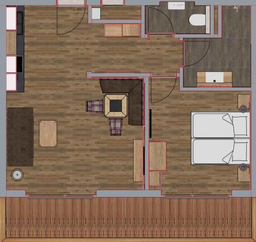 a floor plan of a living room with at NATURPARKGUT - alpdeluxe Apartments in Holzgau