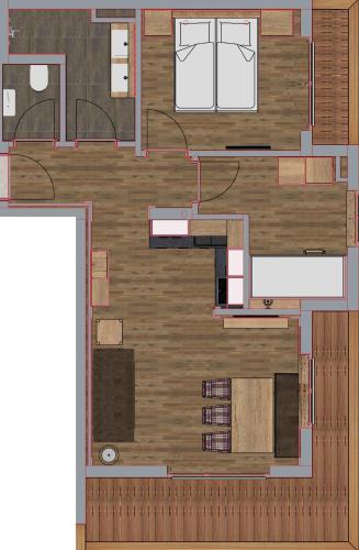 a floor plan of a house at NATURPARKGUT - alpdeluxe Apartments in Holzgau