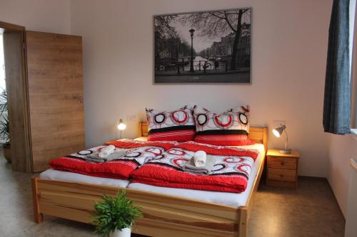 フランチシュコヴィ・ラーズニェにあるApartment Dreamのベッドルーム1室(赤い毛布付きのベッド1台付)