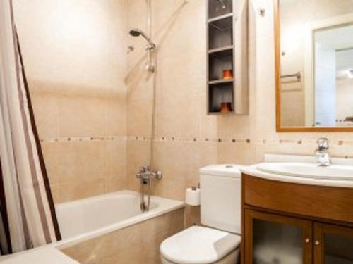 サビニャニゴにあるESQUI - GOLF & RELAX - PIRINEO DE HUESCA - VALLE de TENAのバスルーム(トイレ、洗面台、シャワー付)