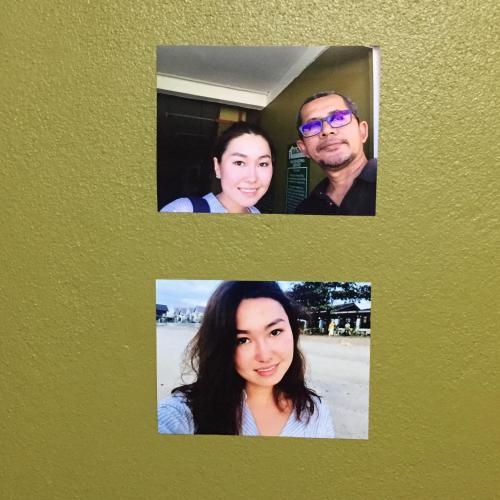 two pictures of a man and a woman at DAOH'S Rooms & Scooters in Tanjung Rhu 