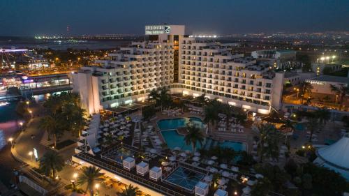 an aerial view of a hotel at night at King Solomon by Isrotel Collection in Eilat