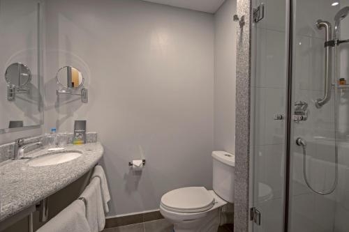 基多的住宿－ibis Quito，浴室配有卫生间水槽和淋浴。