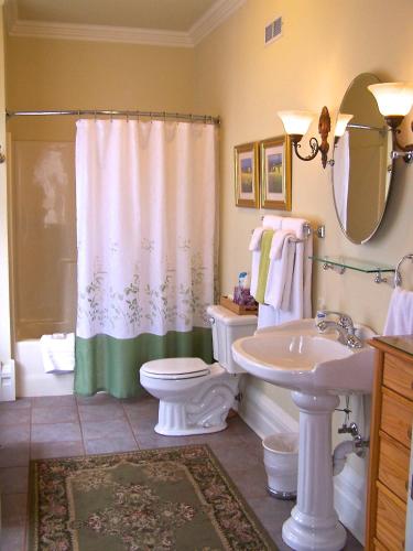 a bathroom with a toilet and a sink at Lyndon House Bed & Breakfast in Lexington