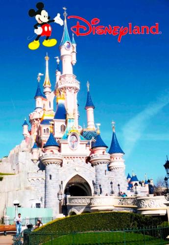 a disney castle with a mickey mouse at Holiday Guest House in Hong Kong