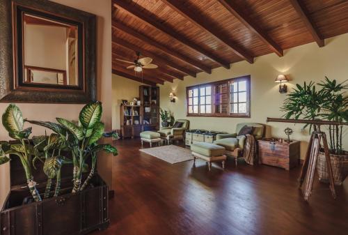 a living room filled with furniture and plants at Finca Santa Maria in Callao Salvaje