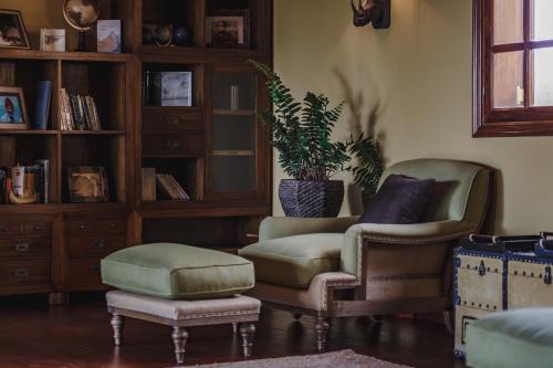 a living room with two chairs and a plant at Finca Santa Maria in Callao Salvaje