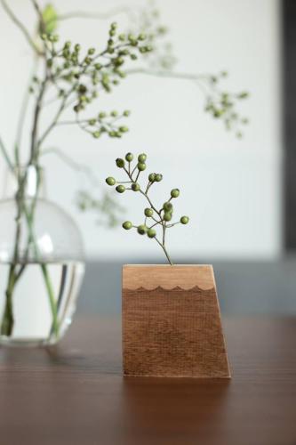 a small plant sitting on top of a table at JINYA Fujikawaguchiko in Fujikawaguchiko