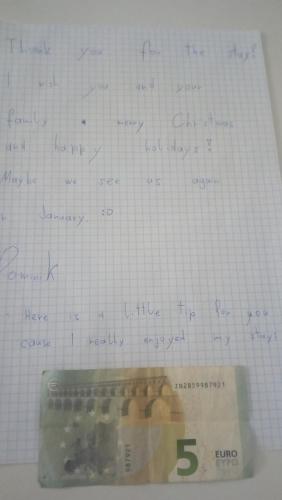 a sheet of paper with handwriting on it at Apartmány MK u MODRÉ KOČKY in Nové Hrady