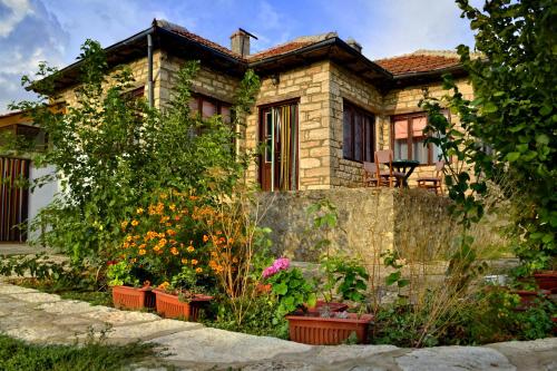 una casa con algunas plantas delante de ella en Domnika, en Balgarevo