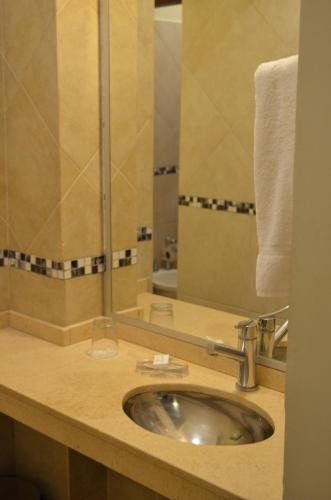 a bathroom with a sink and a mirror at Hotel Jardin De Iguazu in Puerto Iguazú