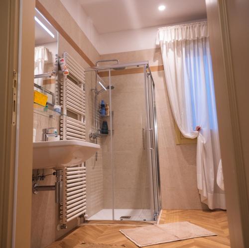 ein Bad mit einer Dusche und einem Waschbecken in der Unterkunft Alle Zagare in Refrontolo