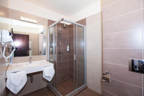 Koupelna v ubytování Albert Hotel