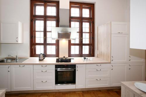 Kuchyň nebo kuchyňský kout v ubytování Schlossresidenz Fischhorn