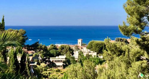 a house on a hill with the ocean in the background at THE ADDRESS CASSIS in Cassis