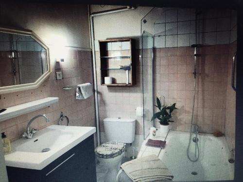 Bathroom sa Terrasse tropézienne centre Nimes