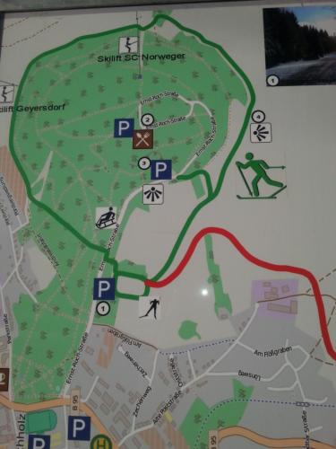 a map of a park with a map at "Heiterer Blick" in Annaberg-Buchholz