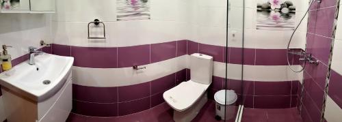a bathroom with a toilet and a sink at Villa Vanessa Koprivki Area in Tsar Kaloyan