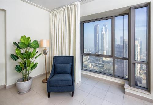 Χώρος καθιστικού στο Nasma Luxury Stays - Fantastic Burj Khalifa View From This Fancy Condo