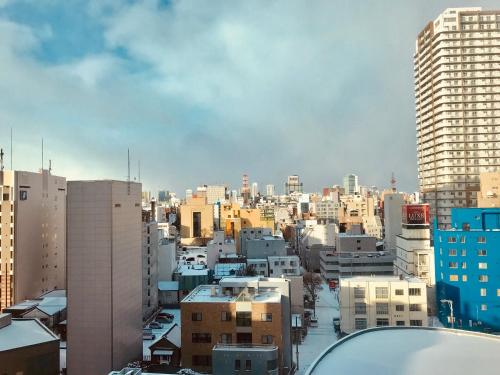 a view of a city with tall buildings at Hotel Resol Sapporo Nakajima Koen in Sapporo