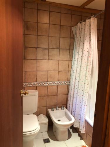 a bathroom with a toilet and a sink at Cocos Cura Casas de montaña in San Carlos de Bariloche