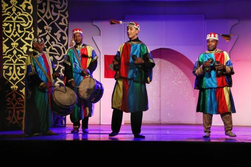 a group of men standing on a stage with drums at Valeria Dar Atlas All Inclusive in Marrakech