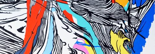 a close up of a painting with colorful at Chatuchak Art & Nature House ( 3-6 pers.) in Bangkok