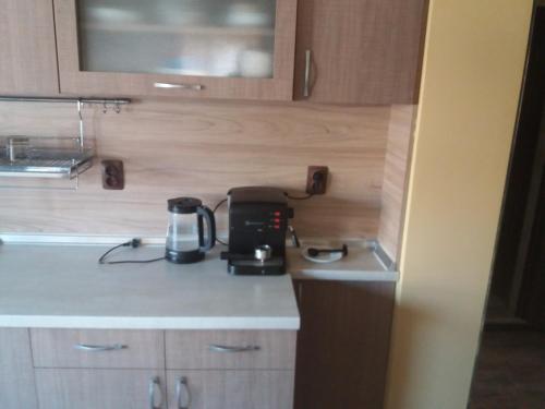 a kitchen with a coffee maker on a counter at Studio Lux in Pleven