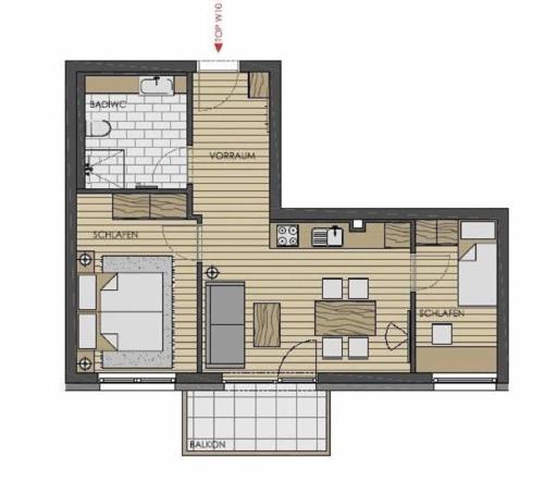 a floor plan of a small house with at Echt Woods Appartements in Söll