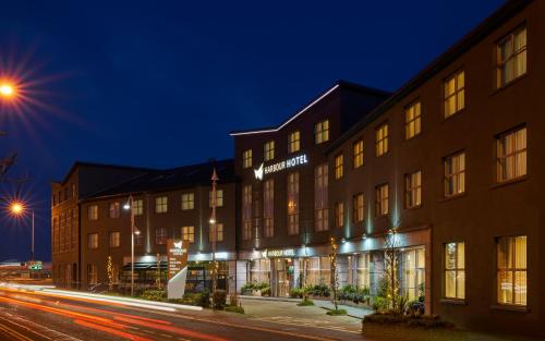a rendering of a hotel at night at Harbour Hotel in Galway