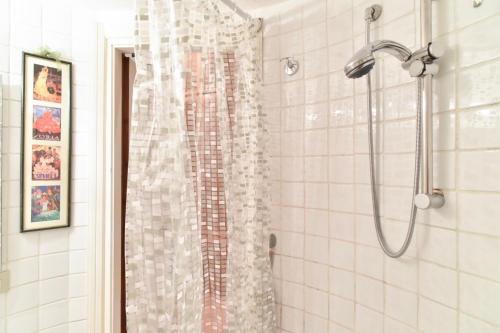 e bagno con doccia con tenda in vetro. di Magenta Collection Del Grande 21 a Roma