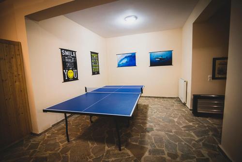 a room with a ping pong table in it at Villa Soula in Anavissos