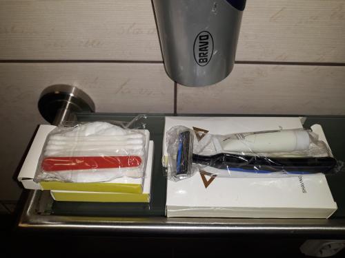 a tray with some items on top of a table at Centro bustas in Kėdainiai