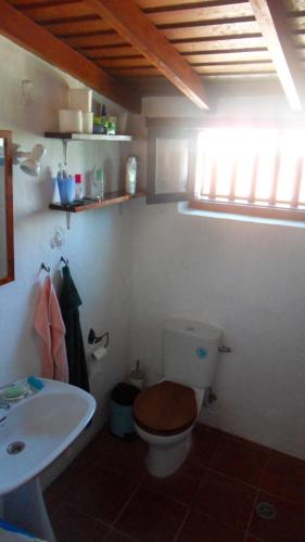 a bathroom with a toilet and a sink at Casa Grøn in Breña Alta