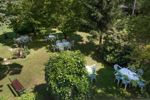 an overhead view of a yard with tables and chairs at Frauentalerhof in Frauental an der Lassnitz 