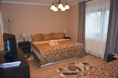 Ένα ή περισσότερα κρεβάτια σε δωμάτιο στο Casa Alin