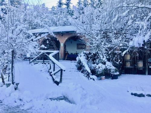 a yard covered in snow with a building at Rossella alla Villarella dei Tulipani in Asti