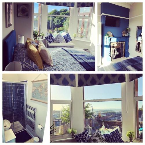 un collage di tre immagini di un soggiorno di Lismore Guest House a Whitehaven