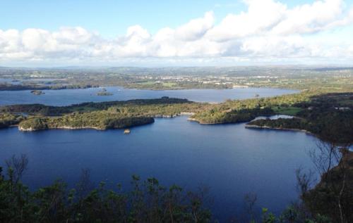 an aerial view of a large lake with trees at Ros Villa Guesthouse in Killarney