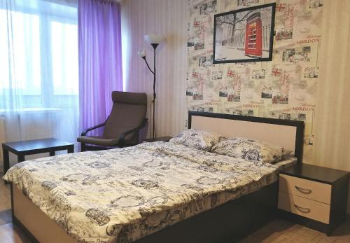 
Кровать или кровати в номере Апартаменты на Ул. Гоголя, д. 103
