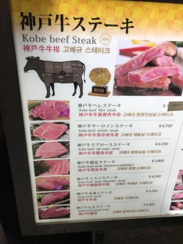 a menu for kote beef steak in a store at Family house (private house) in Osaka