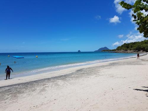 a group of people walking on a beach at Studio Hibiscus in Sainte-Anne