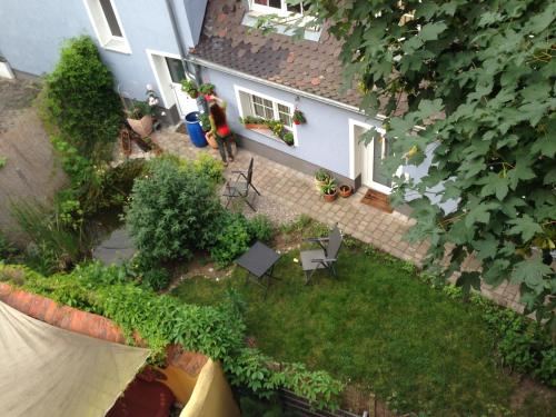 an aerial view of a house with a garden at CasaNova in Bad Windsheim