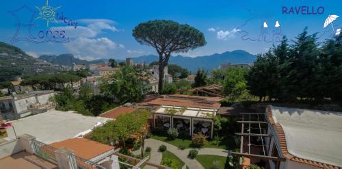 a view of a town with a tree and buildings at Casa Vacanze Vittoria in Ravello