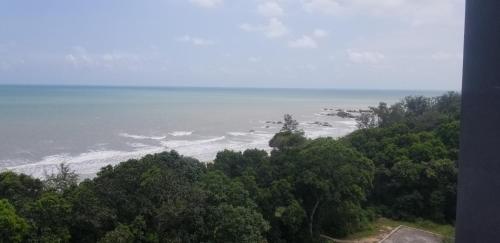 a view of the ocean from a hill with trees at Sutra Damai in Kampung Saberang Balok