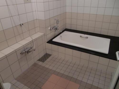 a bathroom with a bath tub and a sink at Hotel GOLF Atsugi (Adult Only) in Atsugi