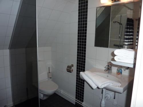 YngsjöにあるLinda Gårdのバスルーム(トイレ、洗面台、鏡付)