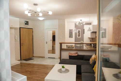 un soggiorno con divano e tavolo di Apartament Smolna - Zawady a Poznań