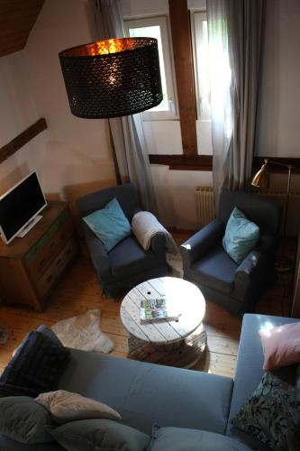Ruang duduk di Sonnige Fachwerkwohnung